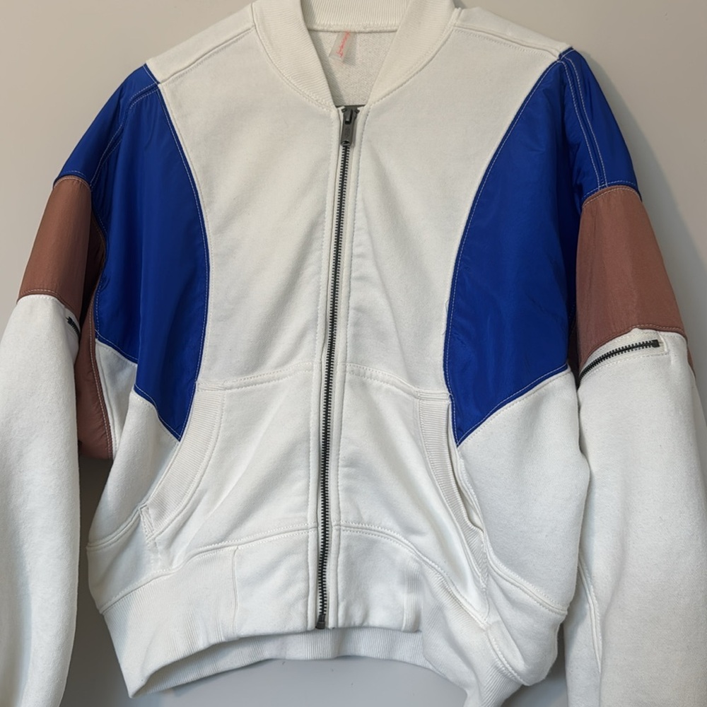 FP Movement by Free People Colorblock Bomber Jacket - Blue, Cream, Tan - Picture 5 of 7